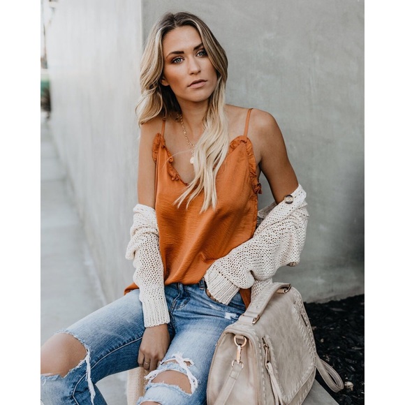 >>LAST<< Susie Satin Frill Tank - Amber - Picture 5 of 6